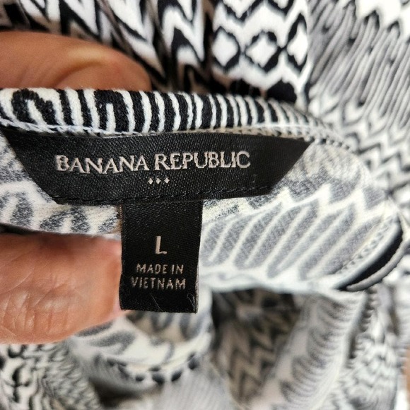 Banana Republic Factory Printed Knot Back Midi Dress Womens Large Black White - Picture 9 of 11